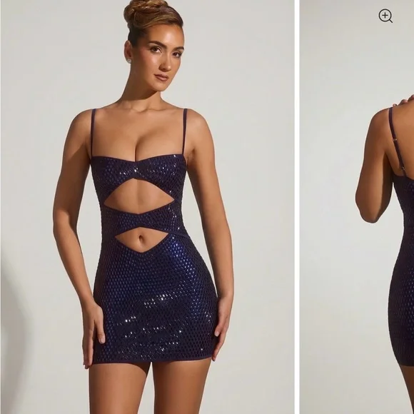 Embellished Cut-Out Mini Dress in Navy - 4 | Oh Polly Embellished Cut-Out Mini Dress in Navy - 4 | Oh Polly